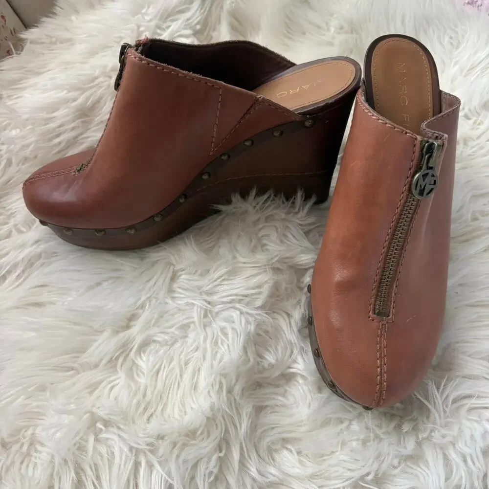 Marc fisher brown leather platform